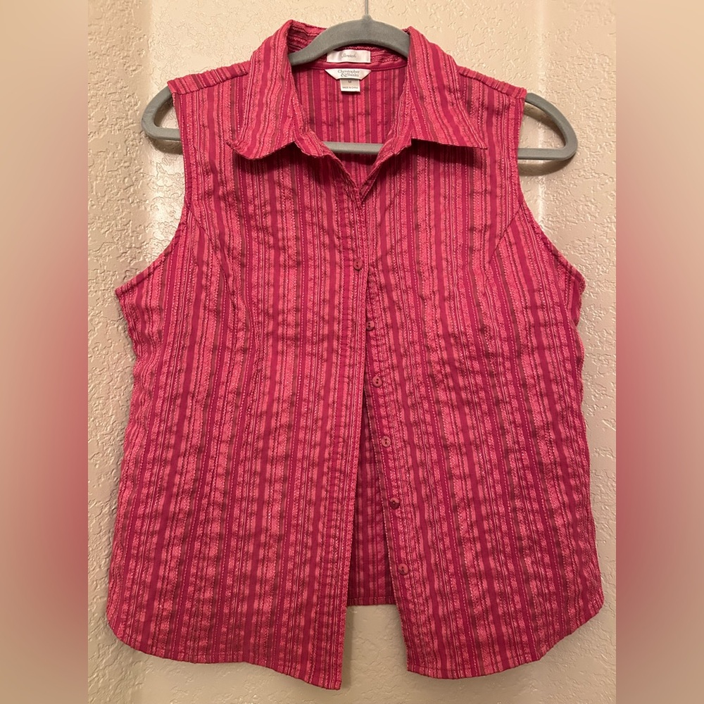 Christopher Banks Preloved Sleeveless Women’s Button Shirt, Size Medium